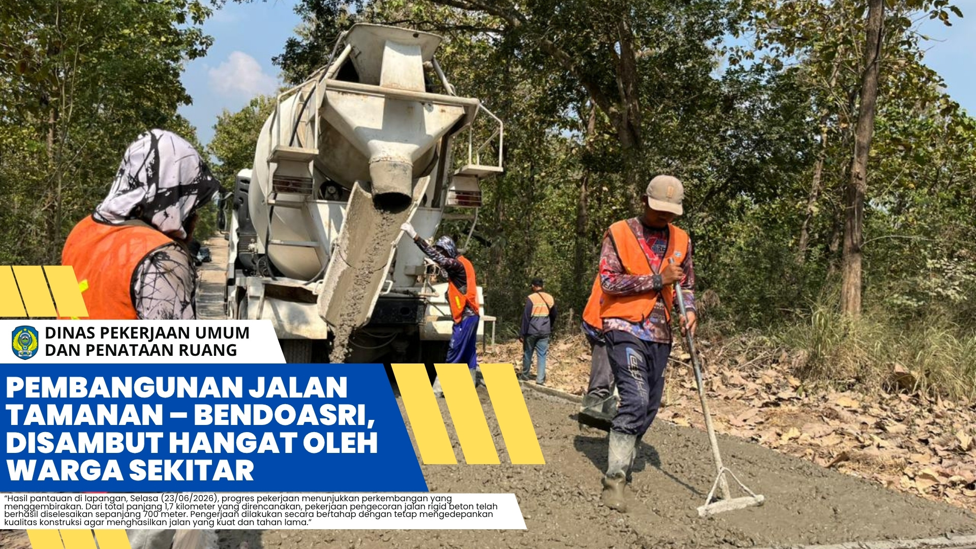 Pembangunan Jalan Tamanan – Bendoasri, Disambut Hangat Oleh Warga Sekitar